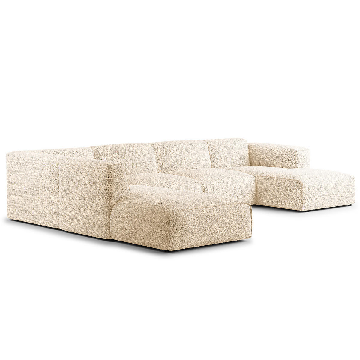 WOHNLANDSCHAFT mit Longchair - Beige/Schwarz, Kunststoff/Textil (325/71/235cm) - home24