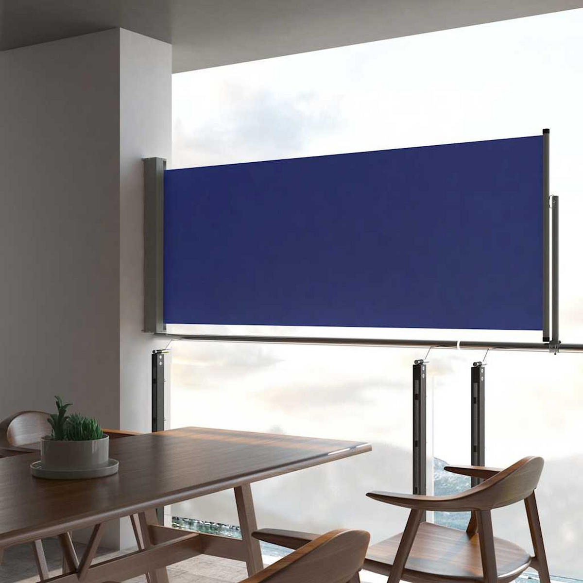 AUSZIEHBARE Seitenmarkise 100x300 cm Blau - Blau, Textil (300/100/300cm) - furnicato