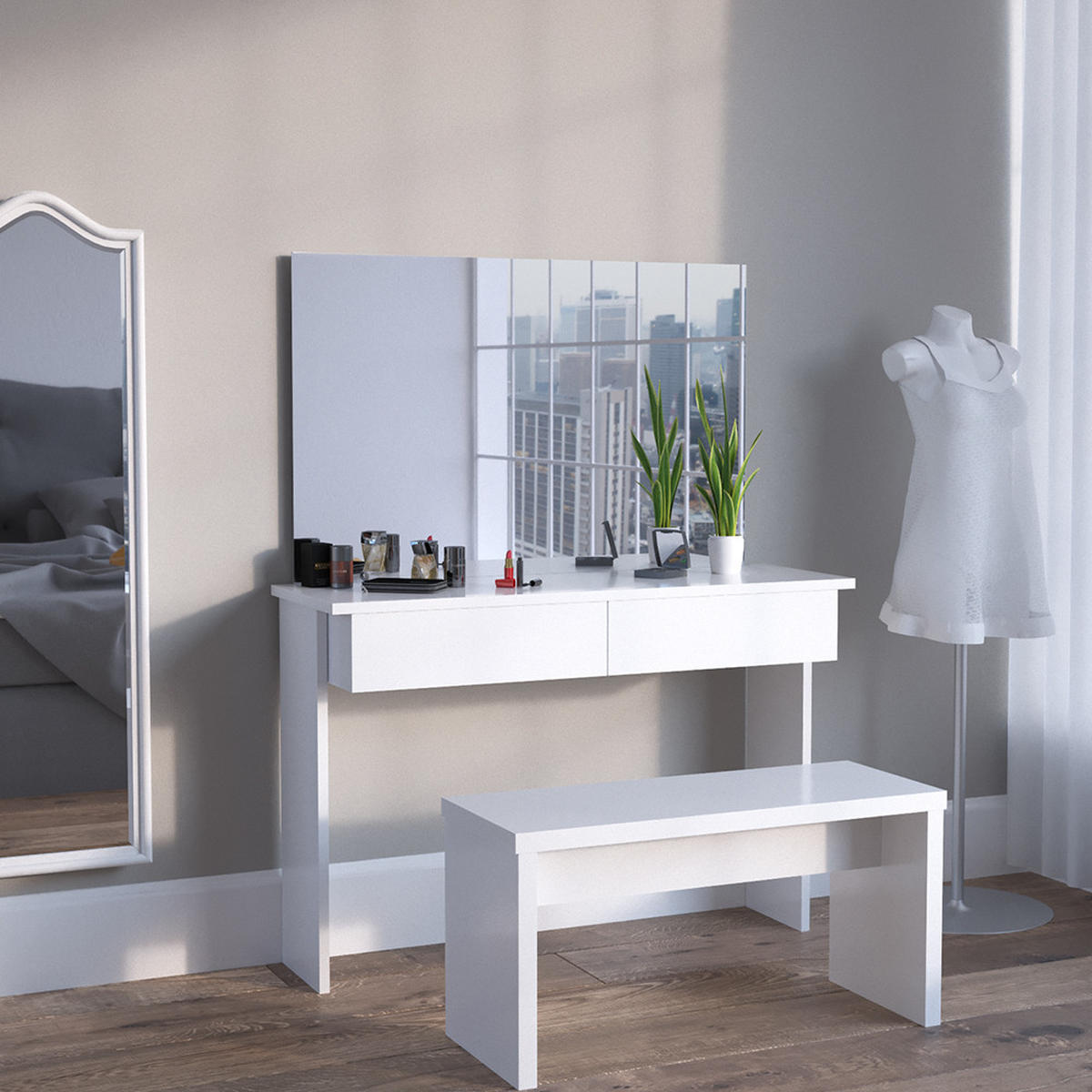 SCHMINKTISCH Azur Weiß 120 cm - Weiß, Holzwerkstoff (120/83/40cm) - Vicco