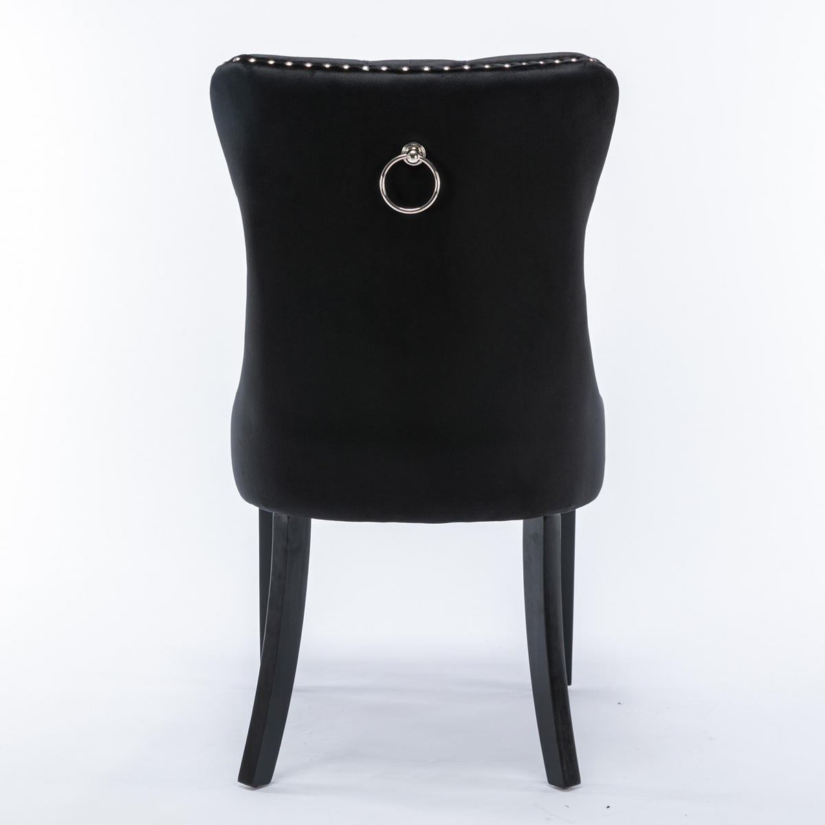 ESSZIMMERSTUHL 2er-Set aus Samt mit Nagelkopfbesatz, Schwarz - Schwarz, Textil (65/95/50cm)