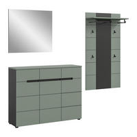GARDEROBEN-SET CANU 3-tlg. (B/H/T: ca. 215/190/37 cm) in Basalt grau/Smoke Green - Grau, Holzwerkstoff (215/190/37cm)
