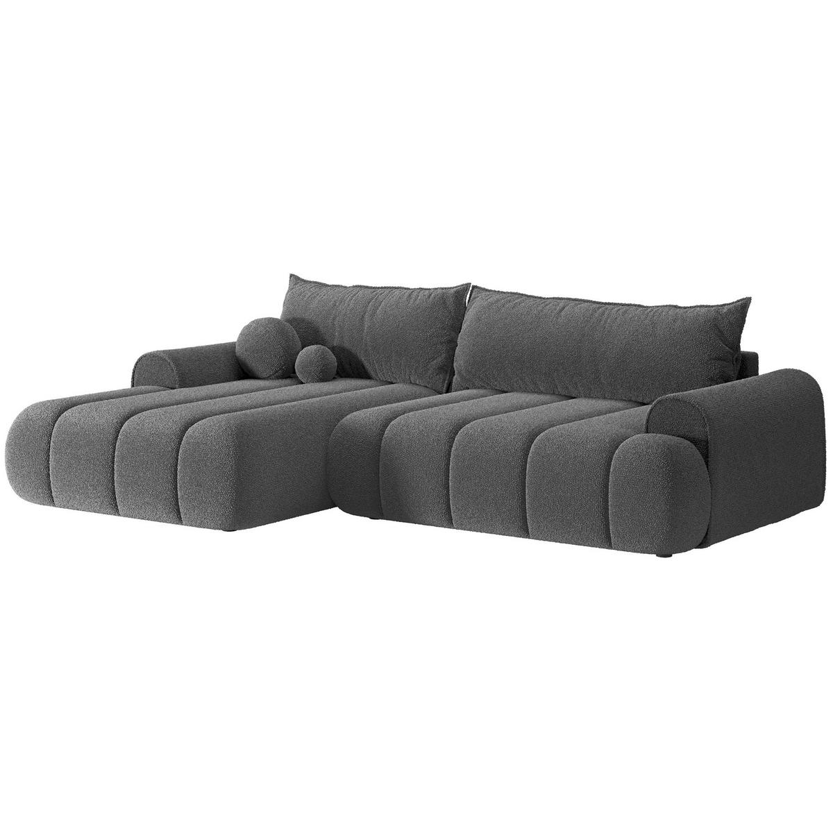 ECKSOFA Dandelino Grau mit Bouclé-Bezug, links - Schwarz/Grau, Kunststoff/Textil (271/172cm) - Selsey