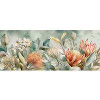 GLASBILD 125x50 cm Blumen salbei-grün - Beige, Glas (125/50cm) - artissimo