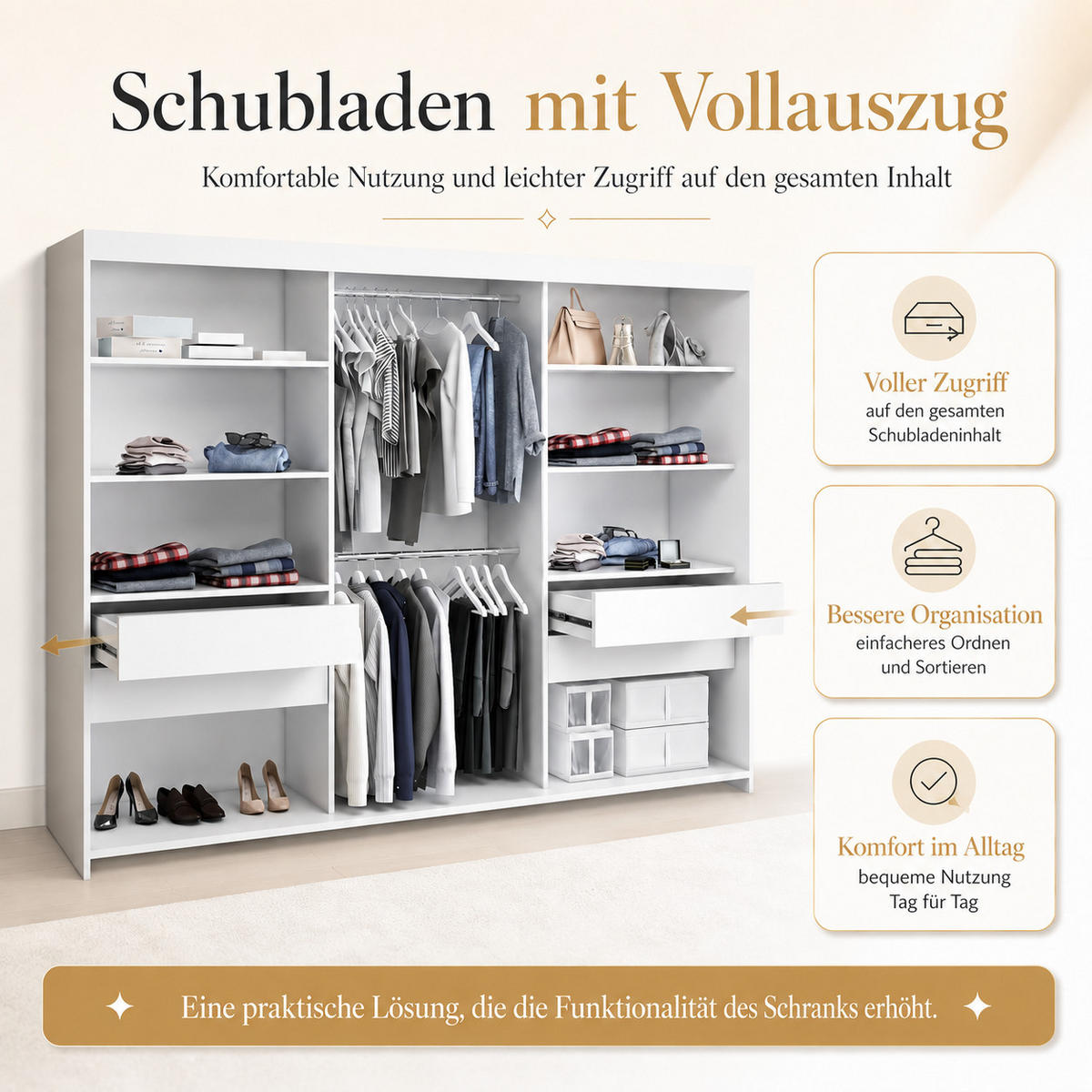 SCHWEBETÜRENSCHRANK BELANO 200 cm. Innenausstattung: Premium - Weiß, Holzwerkstoff (200/215/59.5cm) - A&J MöbelLand