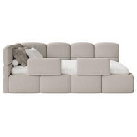 JUGENDBETT Cloudy links mit Matratze und Rausfallschutz Bouclé Greige - Taupe, Kunststoff/Textil (90/200cm) - Selsey