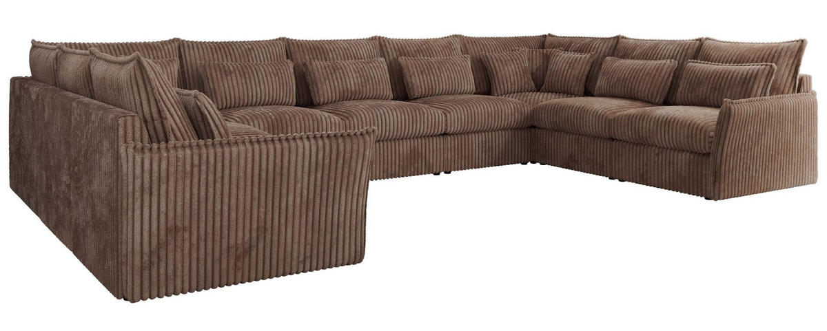 WOHNLANDSCHAFT VERSO U 9M Braun Cord - Schwarz/Braun, Kunststoff/Textil (442/93/270cm) - MKS