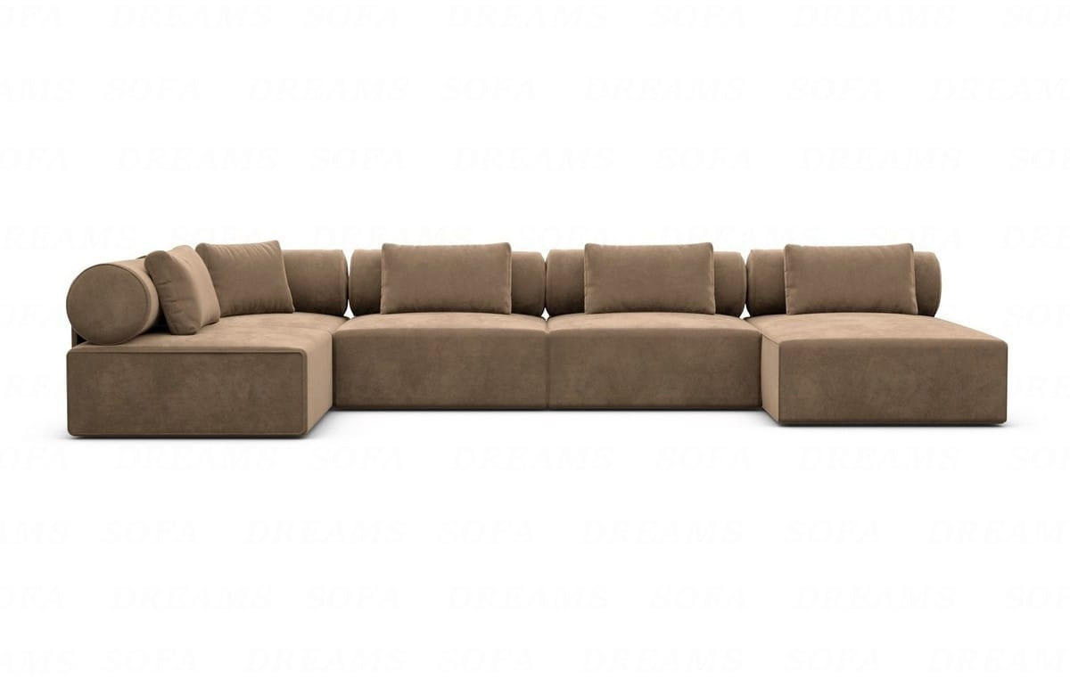 WOHNLANDSCHAFT Cipriani Braun Samtstoff - Braun, Kunststoff (400/77/200cm)