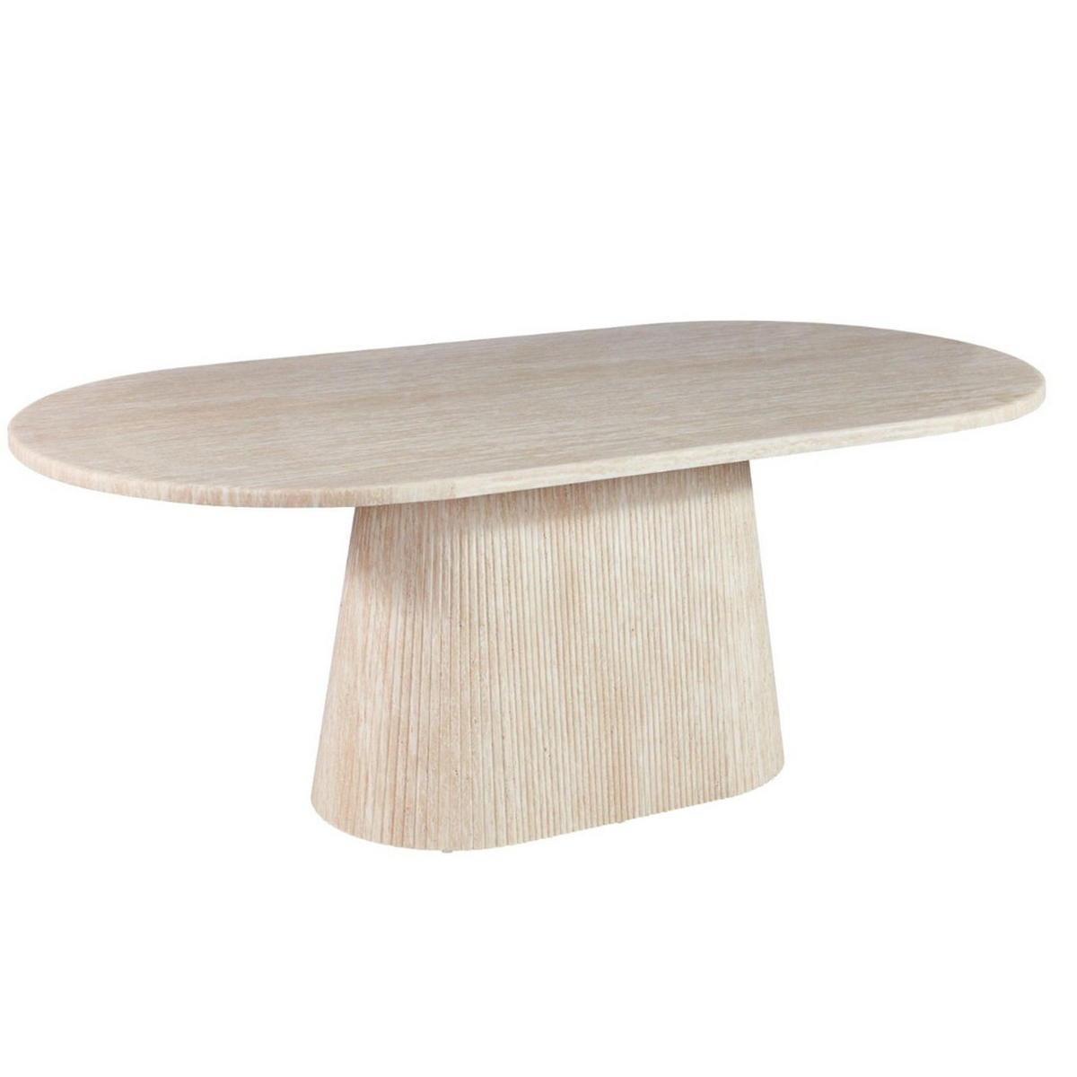 ESSTISCH Dervio beige oval Travertinoptik 200/100/75 cm - Beige, Holz/Stein (200/100/75cm) - alesvelt