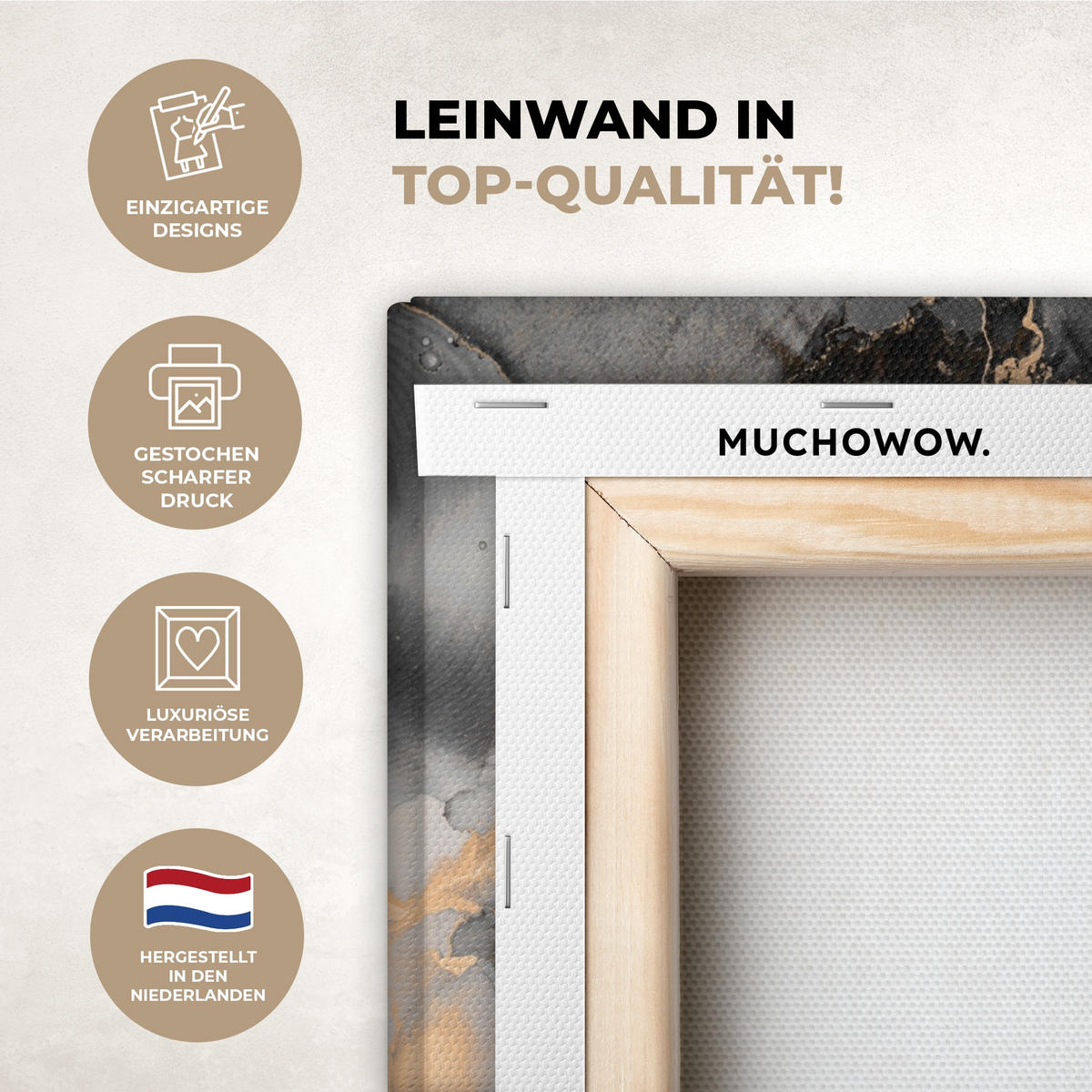 LEINWANDBILD Grau - Luxus - Gold - Marmor 30x40 cm - Dunkelgrau, Textil (30/40cm) - MuchoWow