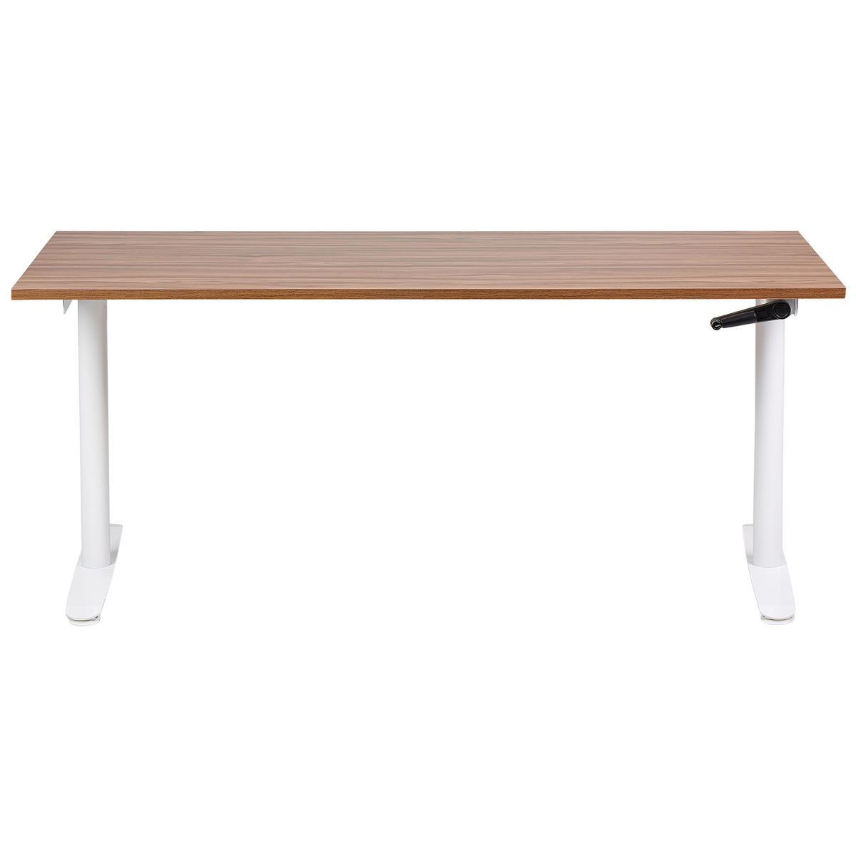 SCHREIBTISCH braunweiß 160/72 cm manuell höhenverstellbar Destin IV - Dunkelbraun/Weiß, Holz (72/160/74cm) - Beliani