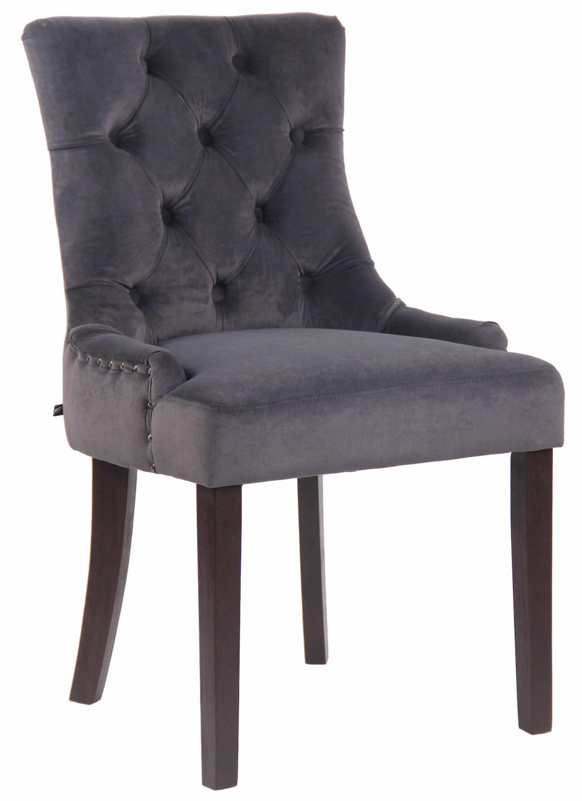 ESSZIMMERSTUHL Aboli Samt, antik Dunkelgrau - Dunkelgrau/Dunkelbraun, Holz/Textil (55/92/58cm) - TPFLiving