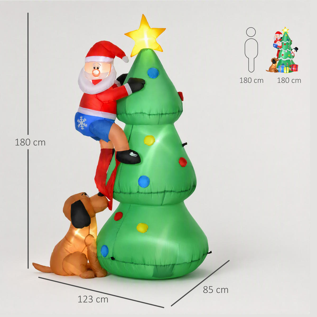 WEIHNACHTSAUFBLASFIGUR Grün 123.0/85.0/180.0cm - Grün, Textil (85/180/123cm)