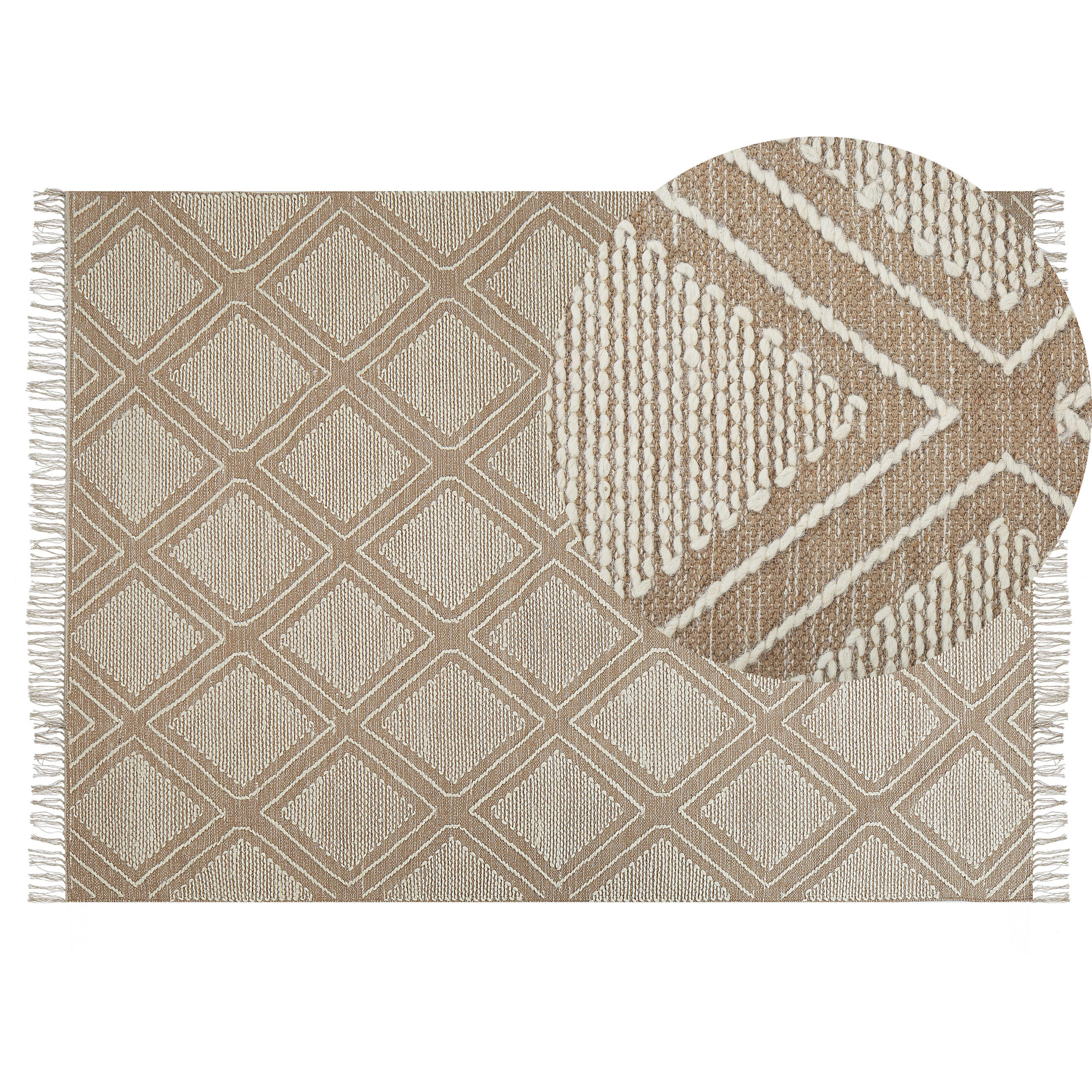 KURZFLOR-TEPPICH Kacem 200/140 cm - Beige, Textil (140/200cm) - Beliani