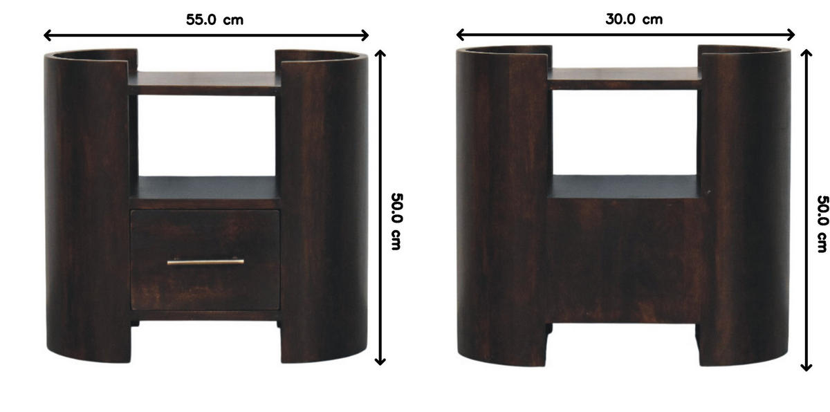 NACHTTISCH mit Samt-Mokka-Finish, 1 Schublade, 1 offene Ablage, dunkelbraun - Dunkelbraun, Holz (55/50/30cm) - Artisan Furniture