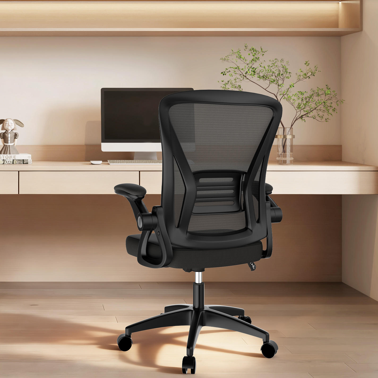 BÜROSTUHL Schwarz ergonomisch mit S-förmiger Rückenlehne - Schwarz, Metall (23/52/62cm) - Rattrix