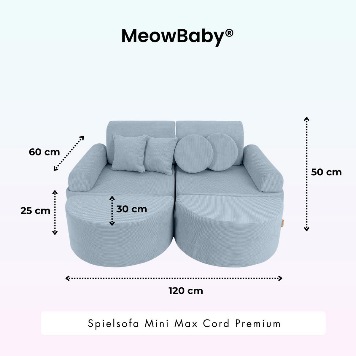 KINDERSOFA Pocket Max modular 12-tlg. aus Slimcord in Beige - Ecru, Textil (120/25/60cm) - MeowBaby