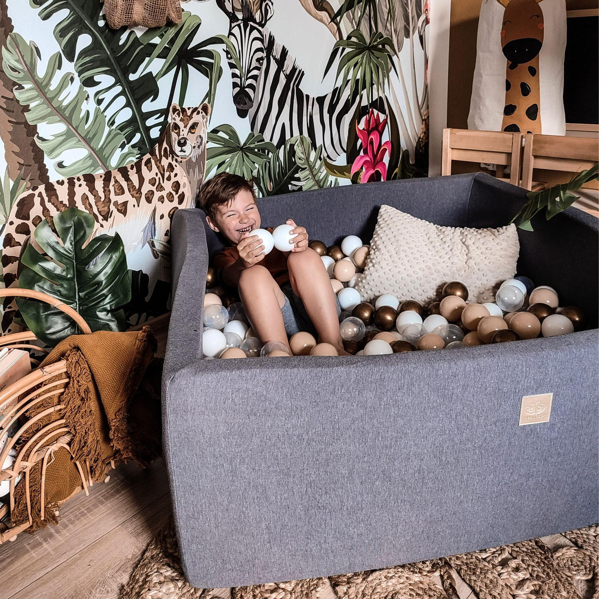 BÄLLEBAD für Kinder, Cotton, Hellrosa - Hellrosa/Beige, Textil (90/90/40cm) - MeowBaby