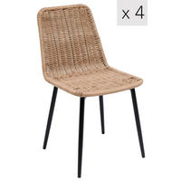 STUHL 4er-Set Rattan Braun - Braun, Metall (43/83/47cm) - Nordlys