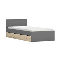 JUGENDBETT JUMI 90/200 in Grau/Eiche Artisan - Eiche Artisan/Grau, Holzwerkstoff (90/200cm) - Deine Möbel 24