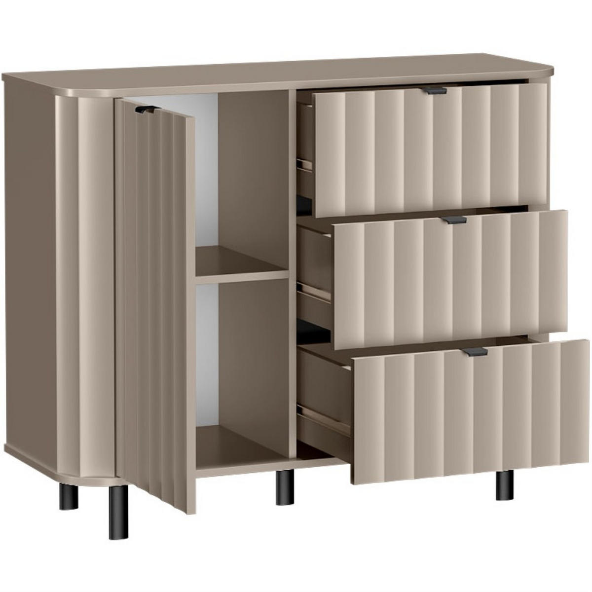 KOMMODE Nevada mit drei Schubladen 118 cm Taupe - Taupe/Schwarz, Holzwerkstoff/Metall (118/91/41cm) - Beautysofa