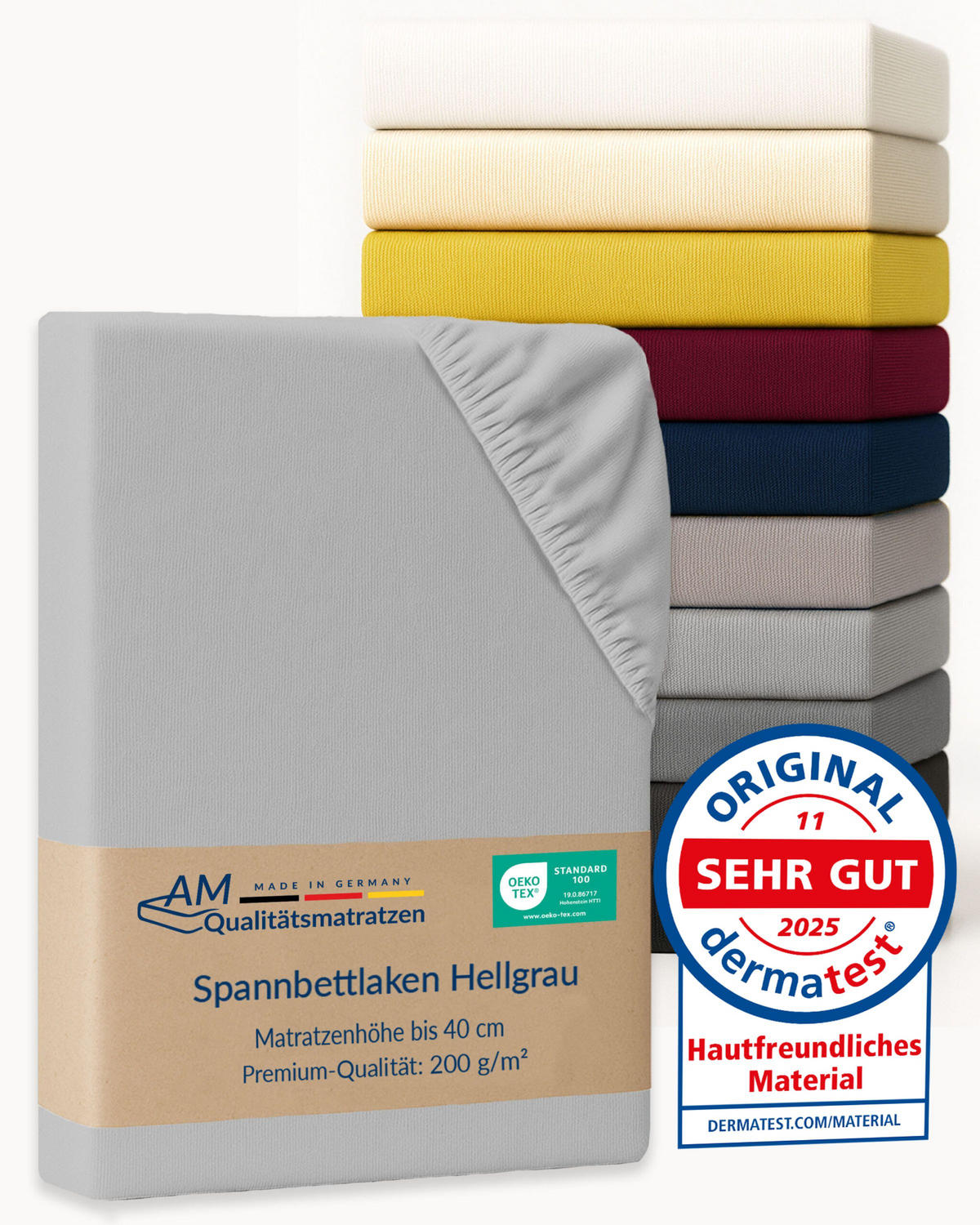 SPANNBETTLAKEN BOXSPRING 150/200/33 cm Hellgrau - Hellgrau, Textil (150/200cm) - AM Qualitätsmatratzen