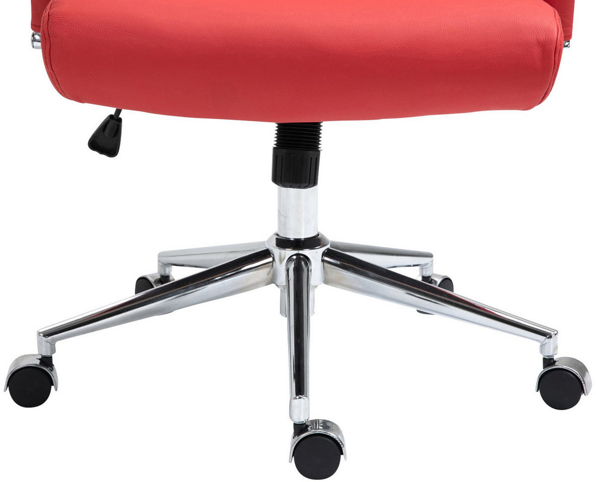 KONTORSSTOL Kolumbus äkta läder - Röd/Kromfärg, Läder/Metall (58/105/66cm) - CLP