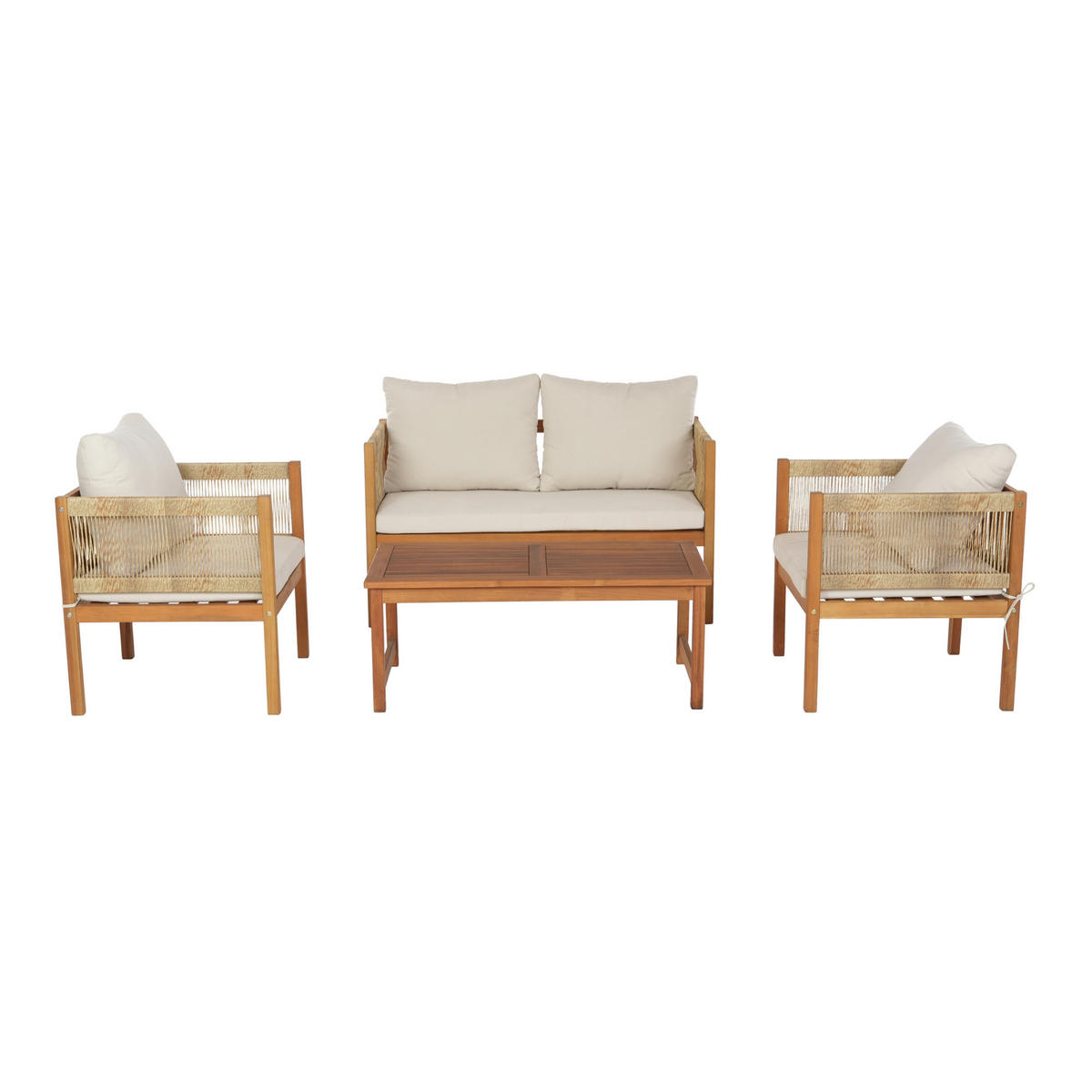 GARTENMÖBEL-SET 4 TLG. Cannole - Beige/Akaziefarben, Holz/Textil - casa.pro