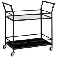 KÜCHENWAGEN, Rollwagen, Servierwagen mit 2 Ablagen, Trolley, Beistellwagen - Schwarz, Glas (40/80/75cm) - HOMCOM