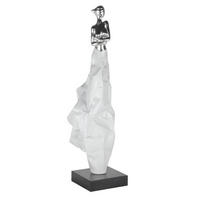SKULPTUR Silber 24/88 cm - Silberfarben/Weiß, Stein (5.85/88/24cm) - KUNSTLOFT