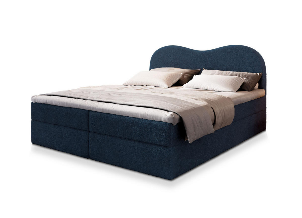 POSTEL BOXSPRING FLUVIA 180x200 cm, s matrací a úložným prostorem, modrá - modrá, kompozitní dřevo/textil (180/200cm) - MASSENO