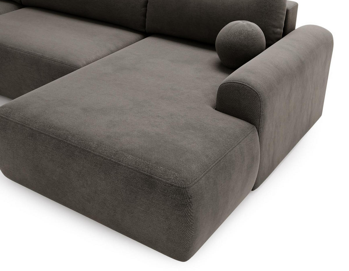 WOHNLANDSCHAFT Aurora Grau, mit Schlaffunktion in Vena Stoff - Grau, Holzwerkstoff/Textil (344/92/177cm) - Bettso