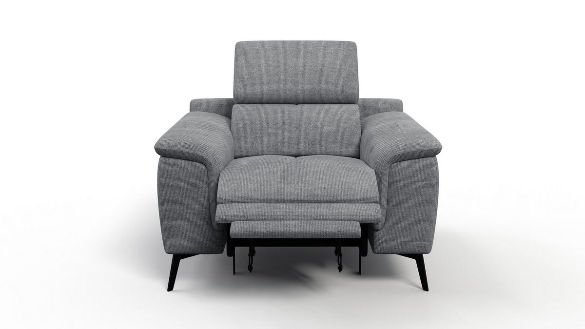 SESSEL FIERO mit Relaxfunktion, grau - Schwarz/Grau, Holzwerkstoff/Textil (114/82/103cm) - Courtois Laville