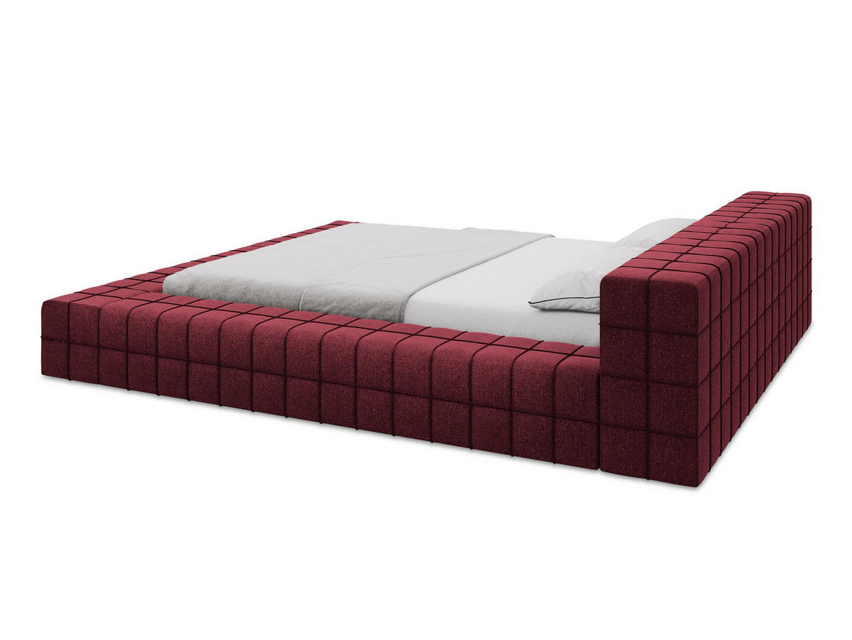 POLSTERBETT mit Lattenrost 220x260 Rot - Rot/Weinrot, Kunststoff/Textil (160/200cm) - Makamii