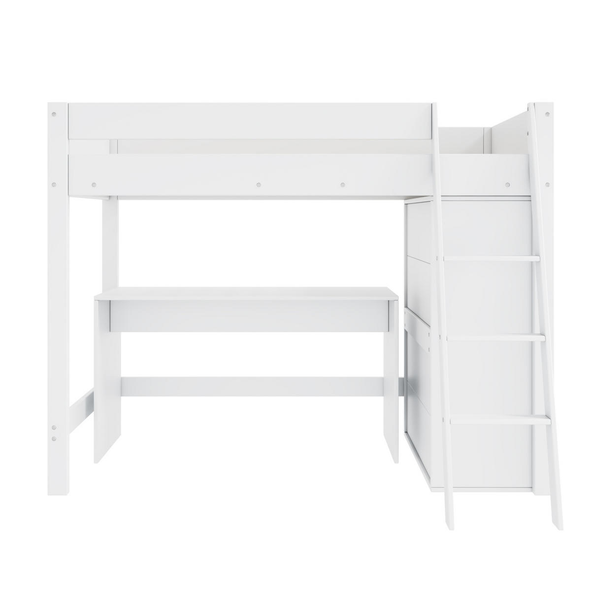 HOCHBETT 90/200 cm aus Massivholz mit Schreibtisch und mobilem Kleiderschrank Weiß - Weiß, Holzwerkstoff (90/200cm) - Modenvie