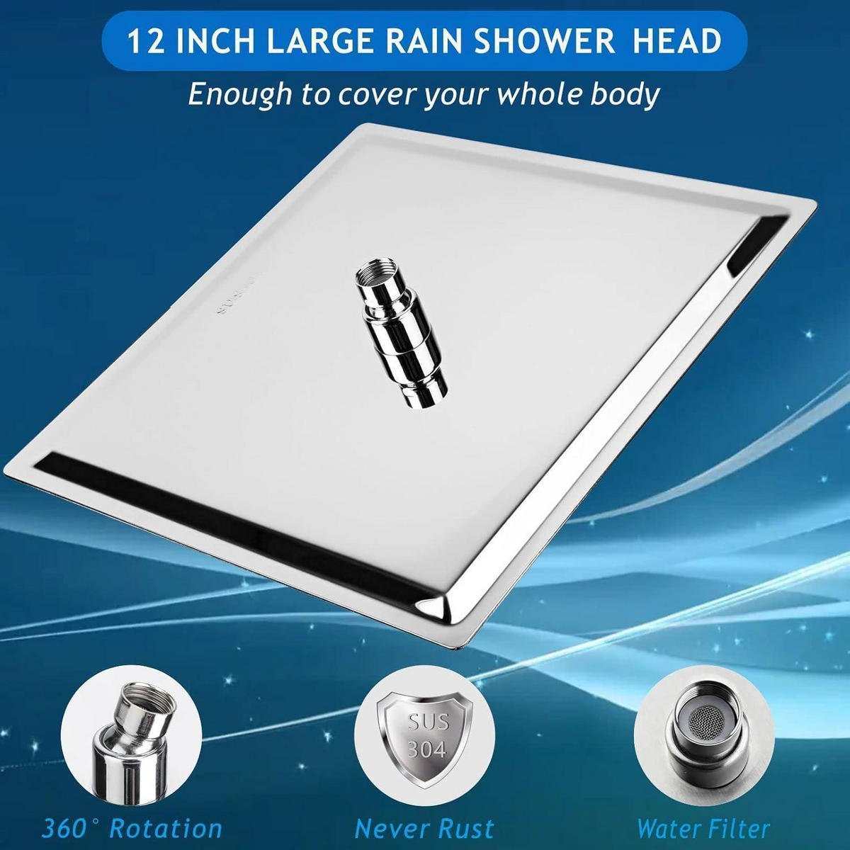 REGENBRAUSE Quadrat Edelstahl 30 cm Chrom - Silberfarben, Metall (30/2/30cm)