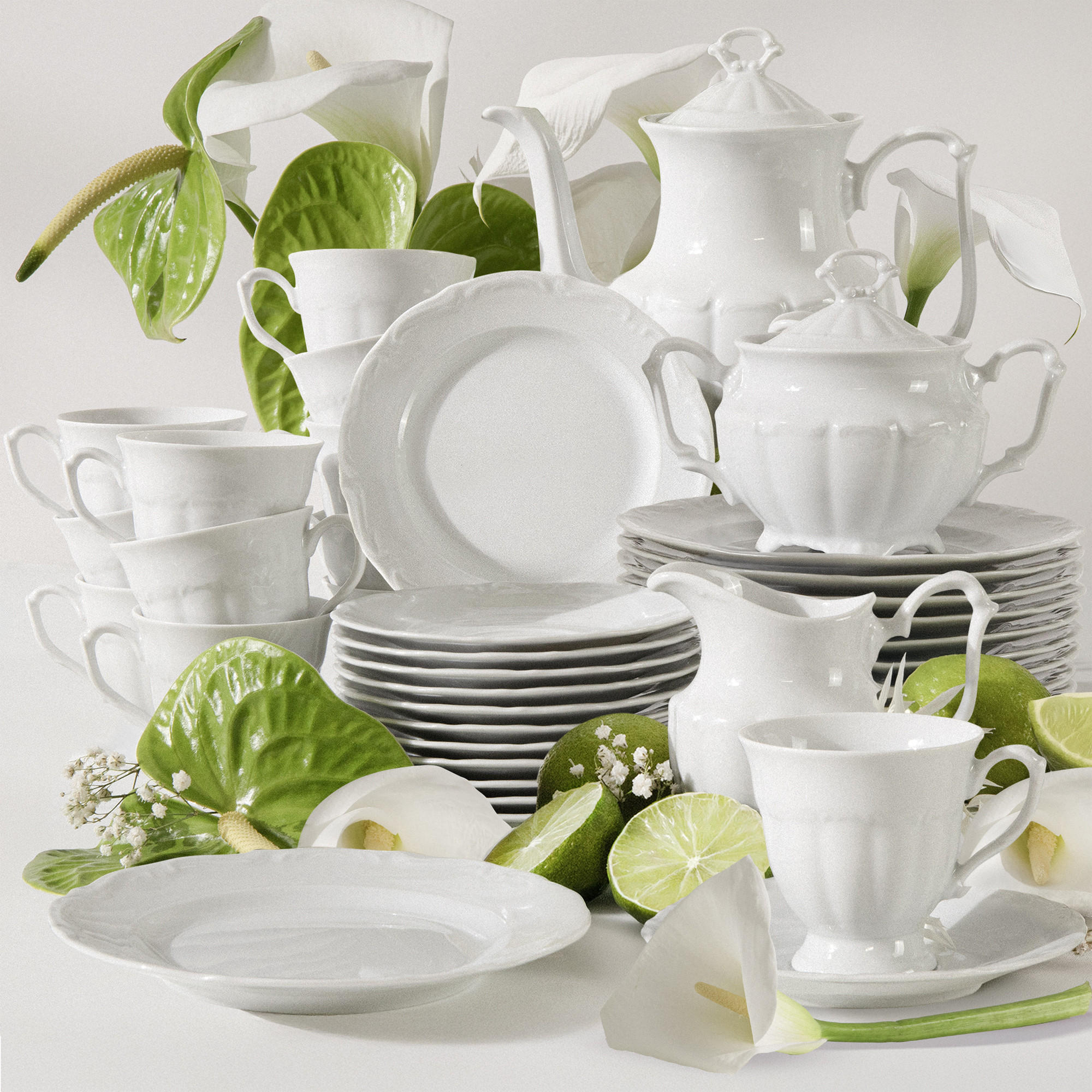 KAFFEESERVICE Chodziez MARIA TERESA 39-tlg - Weiß, Keramik (8/8/8cm) - KONSIMO®