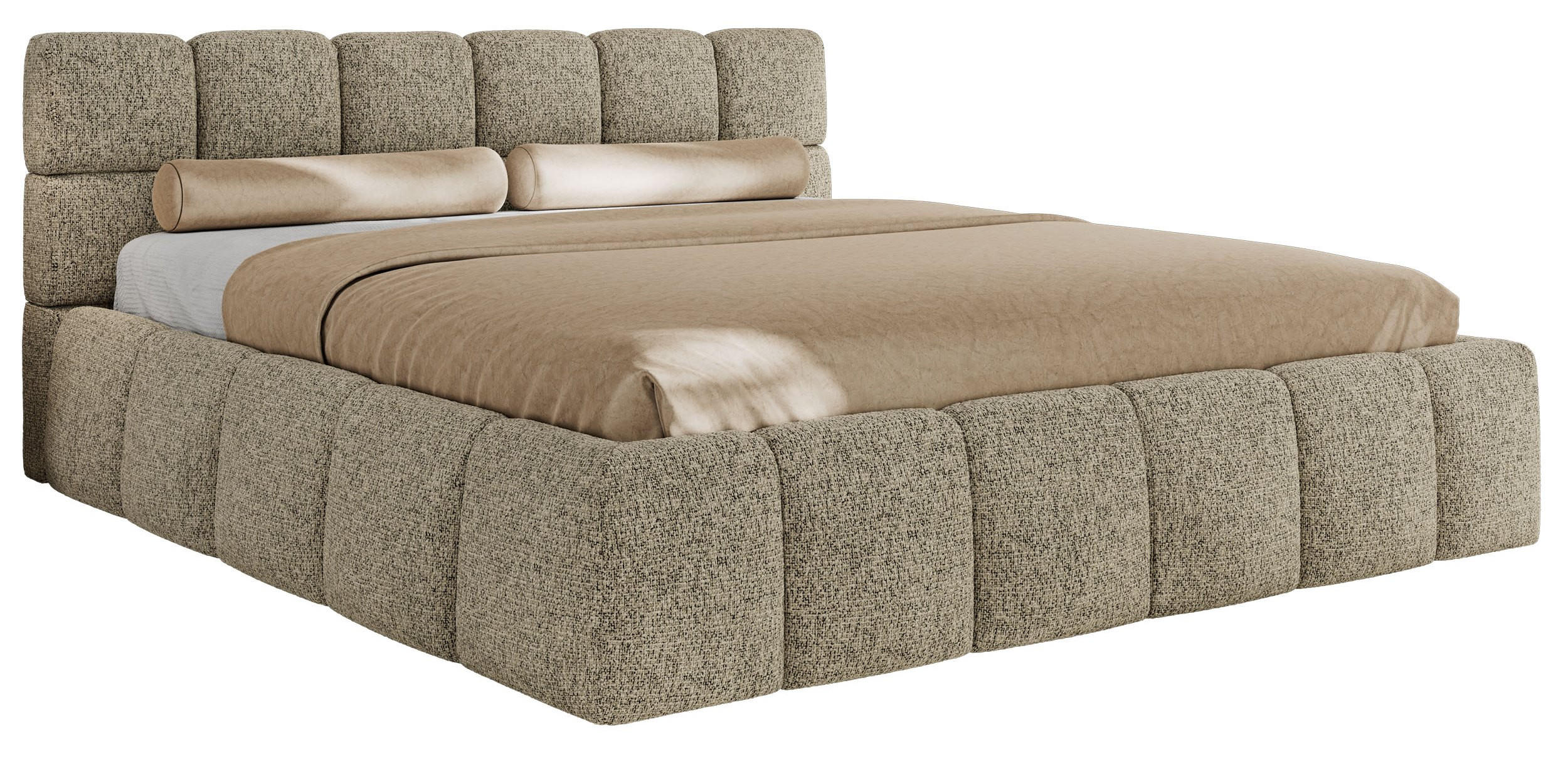 POLSTERBETT NIRA CLASSIC 160/200 - Dunkelbeige Strukture - ohne Matratze - Taupe, Textil (160/200cm) - MKS