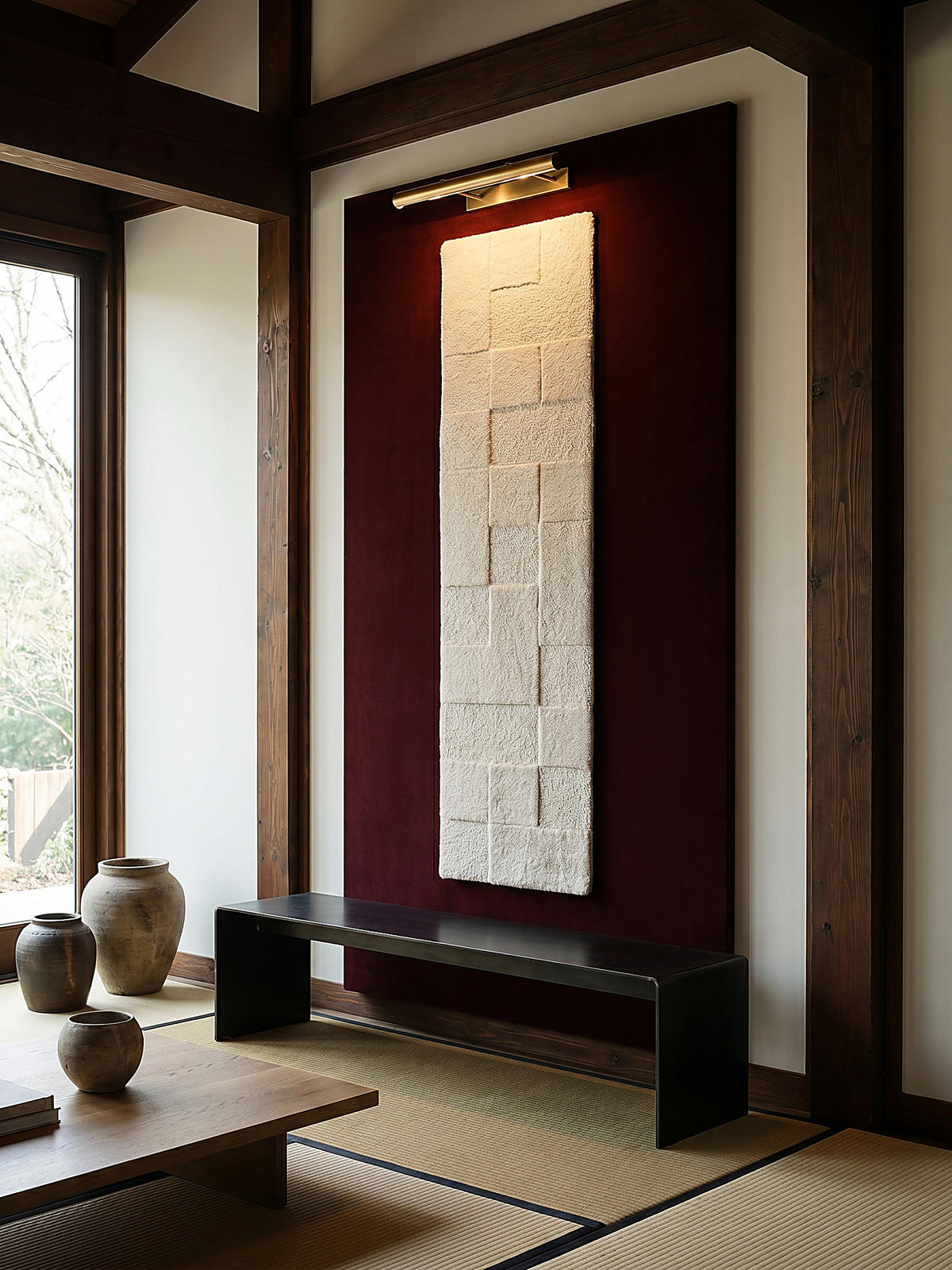 TEPPICH aus Wolle DEBEN in Elfenbein, mit Schachbrettmuster, 60 x 230 cm - Beige, Textil (60/230cm) - KADIMA DESIGN
