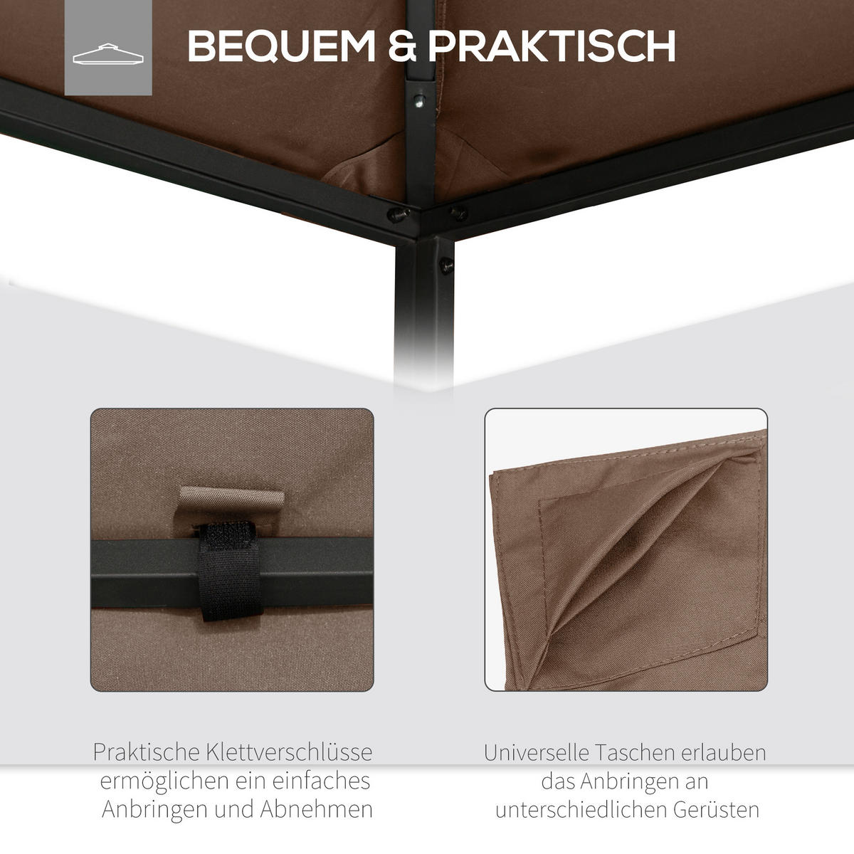 PAVILLON ERSATZDACH 2,93x2,93 m kaffeebraun - Mokka, Textil (298/295cm) - LEBENLANG
