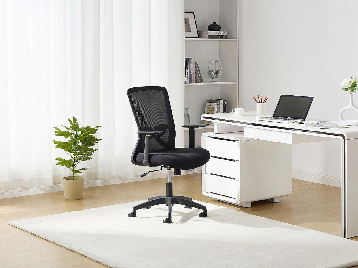 BÜROSTUHL ohne Armlehnen - 61 cm x 55.5 cm - stoff - schwarz Delvora - Schwarz, Textil (61/100.5/55.5cm) - Vente-Unique