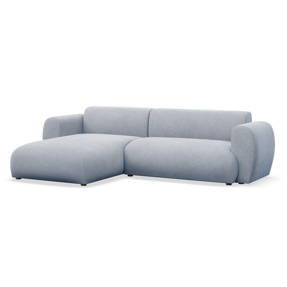 ECKSOFA Emia Hellblau links - Schwarz/Hellblau, Kunststoff/Textil (262/156cm) - Selsey