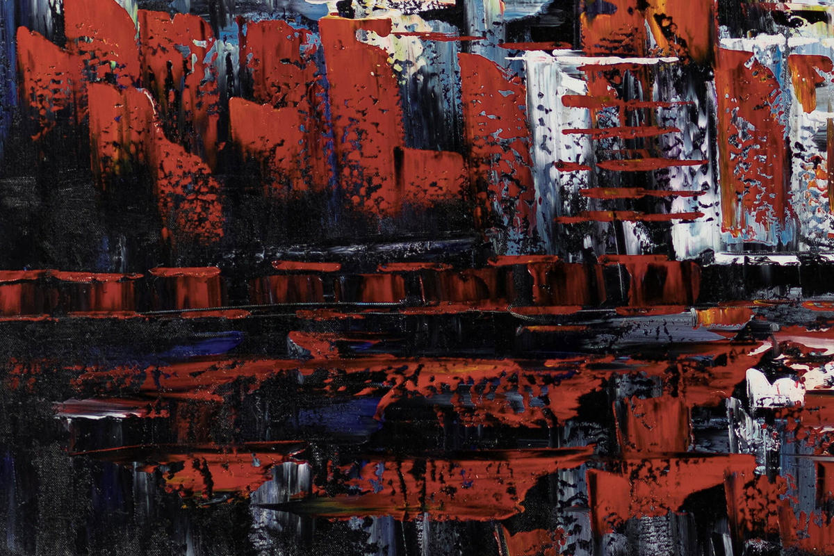 XXL ÖLGEMÄLDE Rot 200/100 cm - Rot/Weiß, Holz/Textil (200/100cm) - KUNSTLOFT