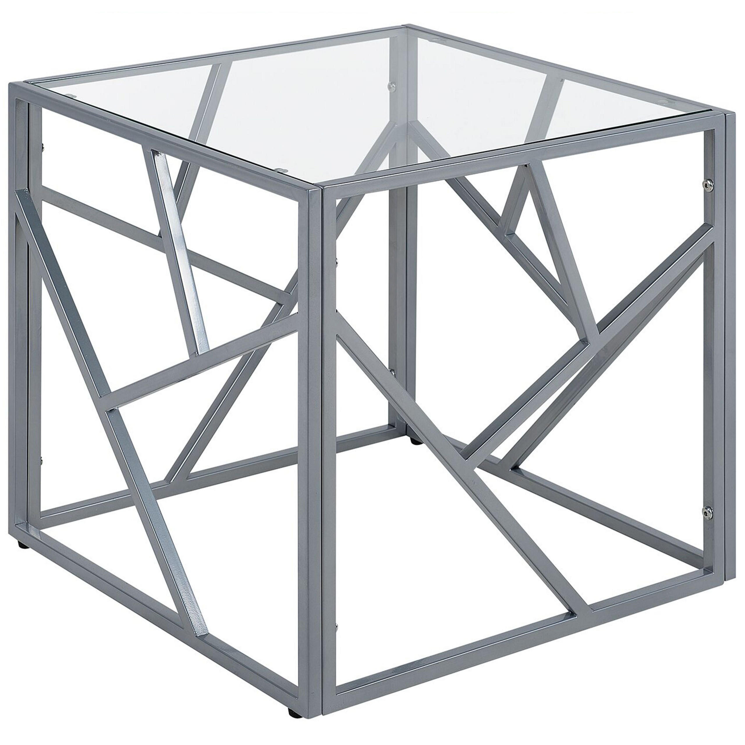 BEISTELLTISCH Glas silber quadratisch 50/50 cm Orland - Silberfarben, Glas (50/50/50cm) - Beliani