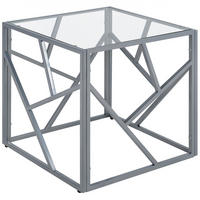 BEISTELLTISCH Glas silber quadratisch 50/50 cm Orland - Silberfarben, Glas (50/50/50cm) - Beliani