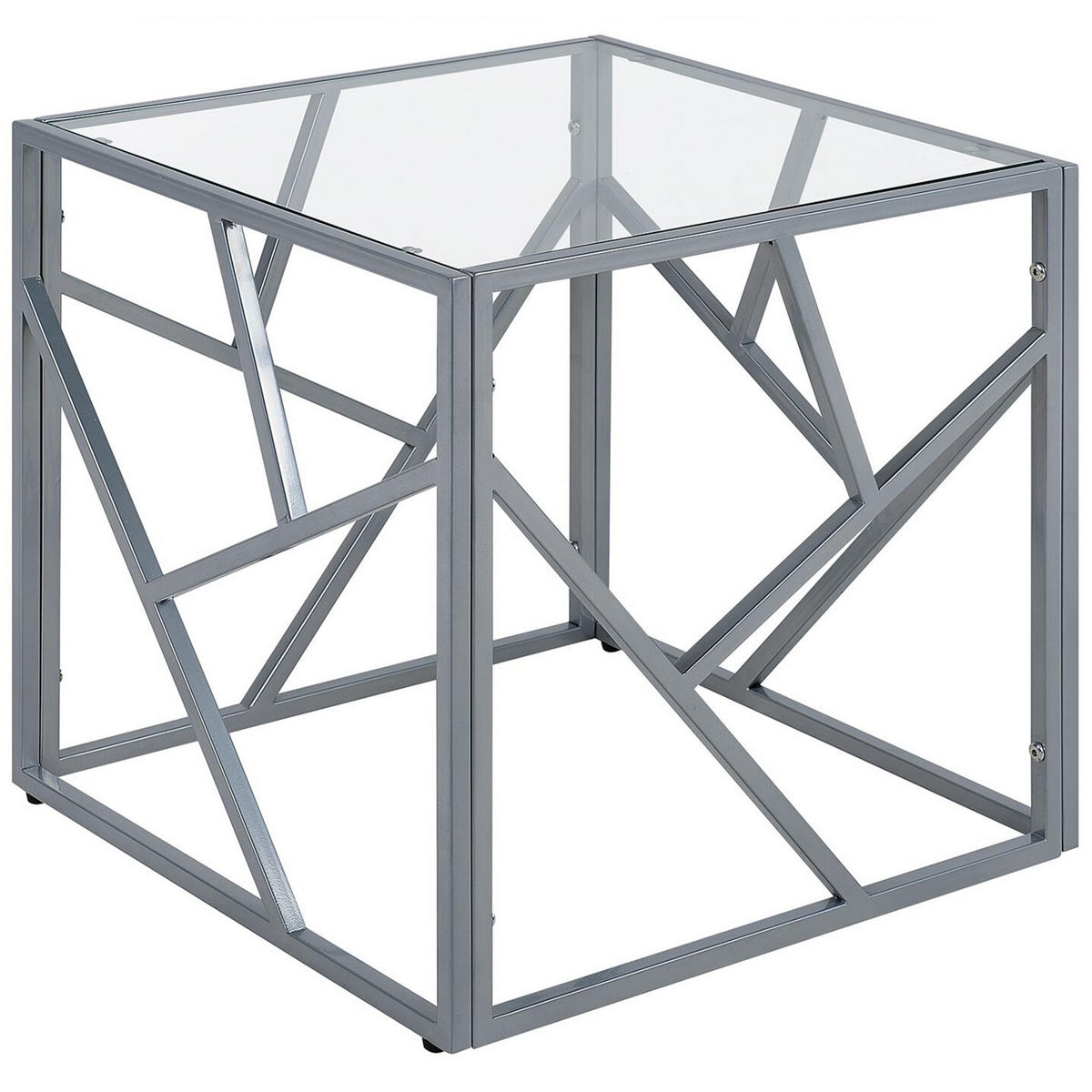 BEISTELLTISCH Glas silber quadratisch 50/50 cm Orland - Silberfarben, Glas (50/50/50cm) - Beliani