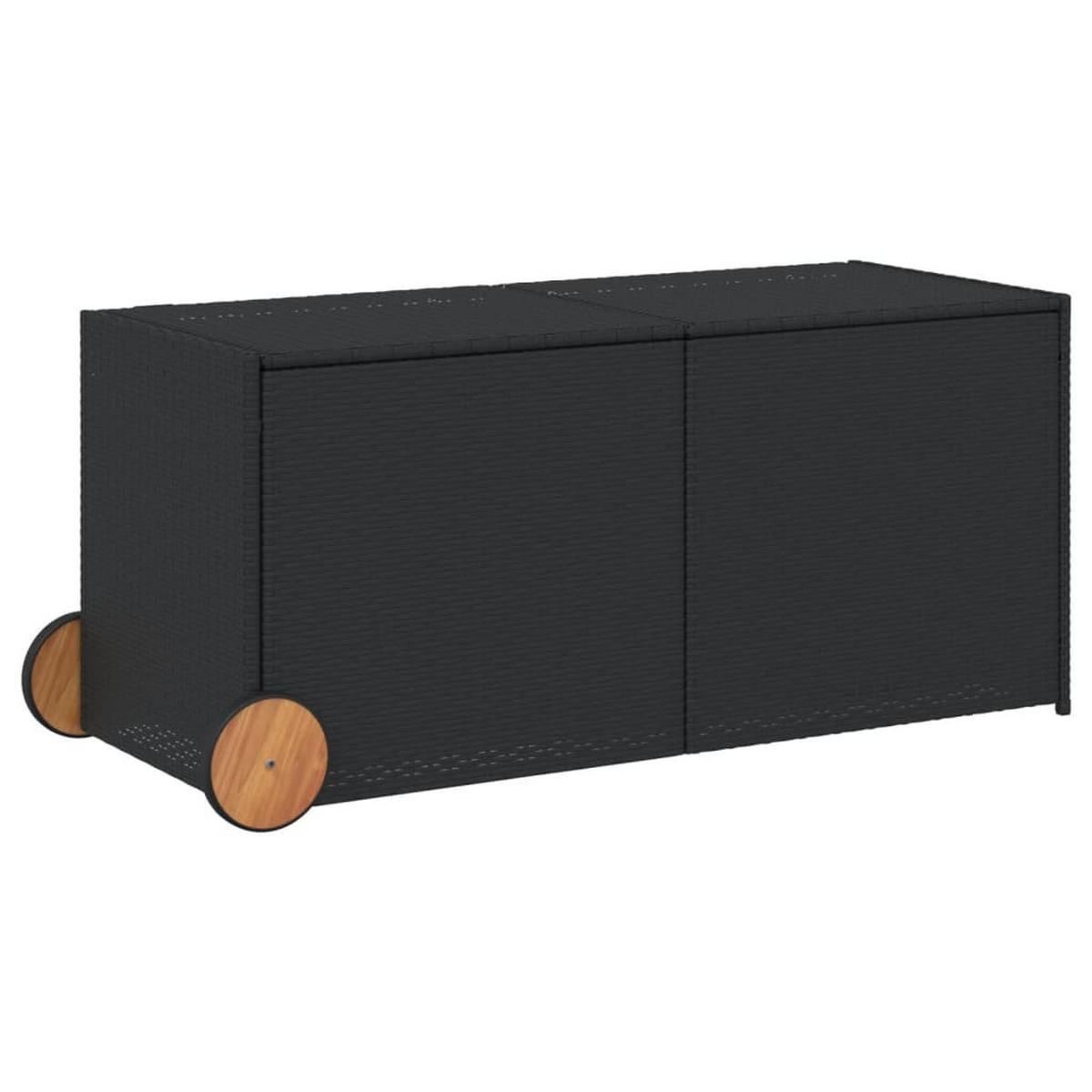 GARTENTRUHE mit Rollen Schwarz 283L Poly Rattan - Schwarz, Kunststoff (127/102/55cm) - furnicato