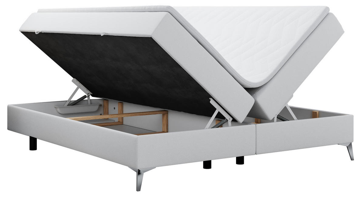 BOXBETT LESS 120/200 Weiß Kunstleder - H4 - Weiß, Holz/Textil (120/200cm) - MKS