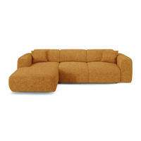 ECKSCHLAFSOFA Texturierter Samt Senf 283cm - Dunkelgelb, Textil (283/180cm) - Sia Home