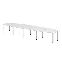 KONFERENZTISCH XXL KT52 130/520/74 cm in Weiß/Füße in Silberfarben - Silberfarben/Weiß, Holzwerkstoff (130/520/74cm) - bümö