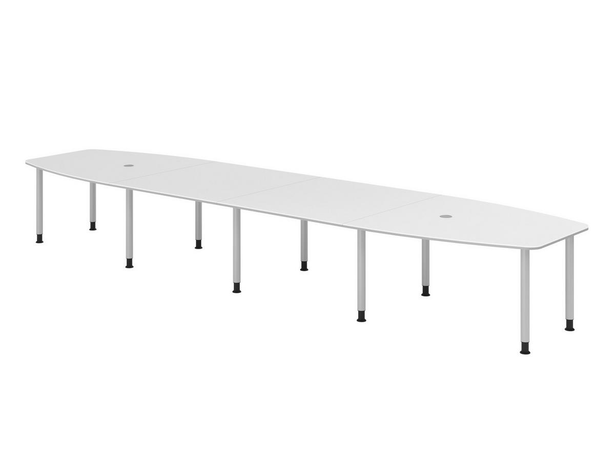 KONFERENZTISCH XXL KT52 130/520/74 cm in Weiß/Füße in Silberfarben - Silberfarben/Weiß, Holzwerkstoff (130/520/74cm) - bümö